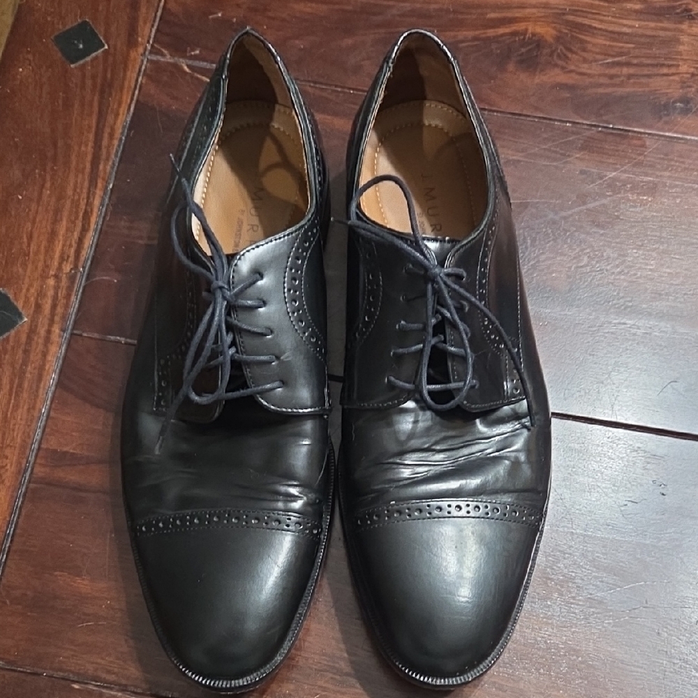 Johnston & Murphy Black Harvey Leather Cap Toe Oxfords Mens 11
